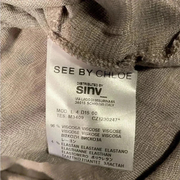 See by Chloe classic lightweight knit pink grey V neck long sleeve sweater 44 - Picture 4 of 5